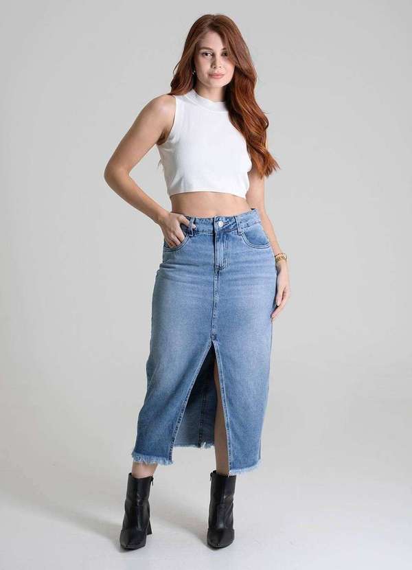 Sawary - Saia Jeans Sawary Midi - 279944 Azul 2