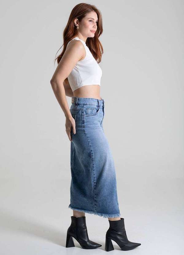 Sawary - Saia Jeans Sawary Midi - 279944 Azul 3