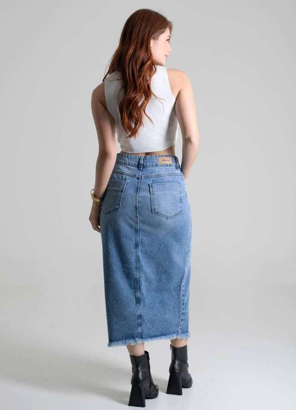 Sawary - Saia Jeans Sawary Midi - 279944 Azul 4