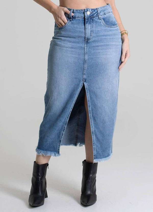 Sawary - Saia Jeans Sawary Midi - 279944 Azul 5