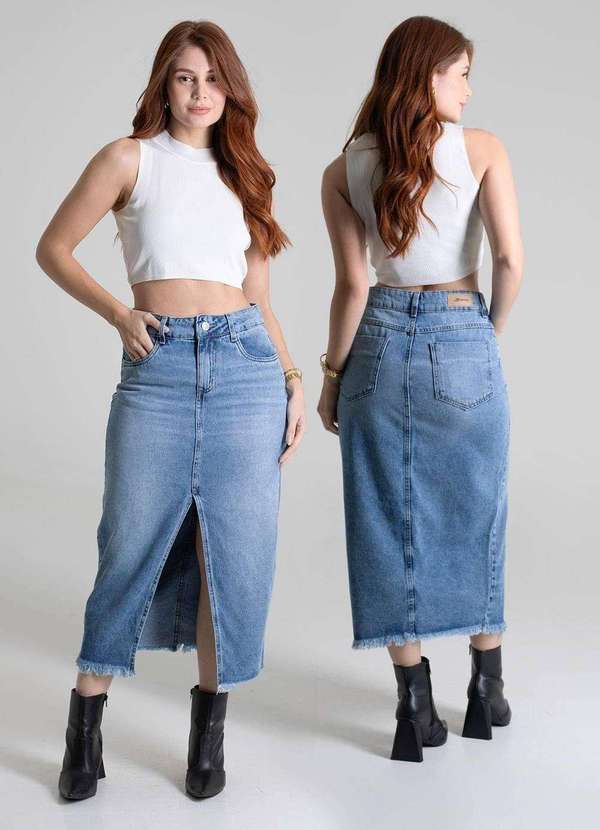 Sawary - Saia Jeans Sawary Midi - 279944 Azul 6