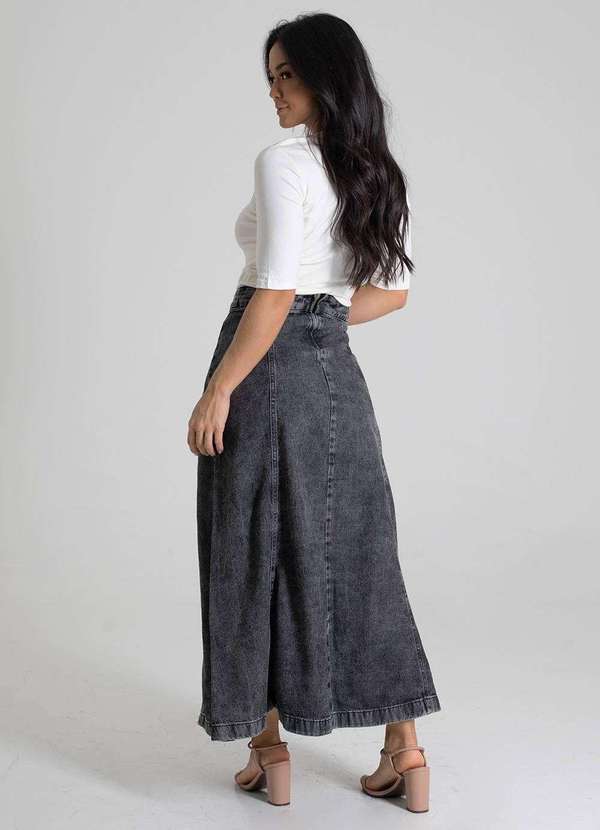 Sawary - Saia Jeans Sawary Midi - 279945 Preto 3