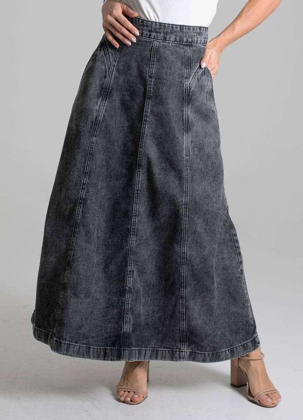 Sawary - Saia Jeans Sawary Midi - 279945 Preto 4