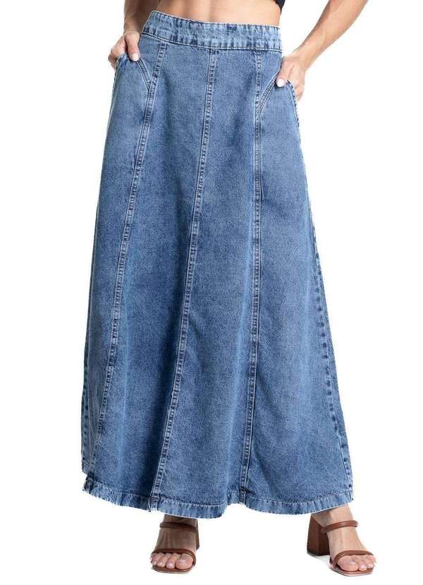 Sawary - Saia Jeans Sawary Midi - 281984 Azul