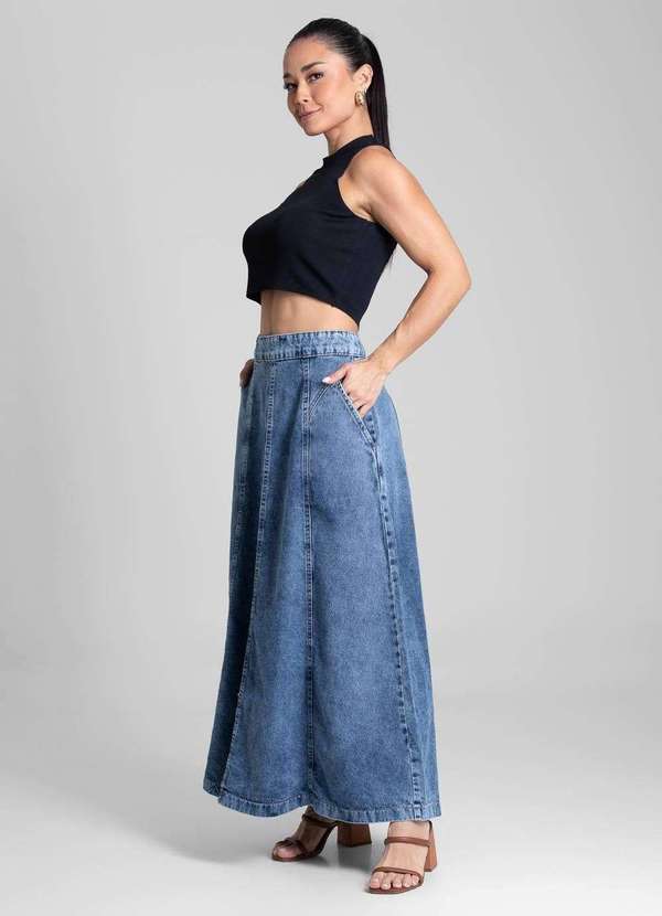 Sawary - Saia Jeans Sawary Midi - 281984 Azul 3
