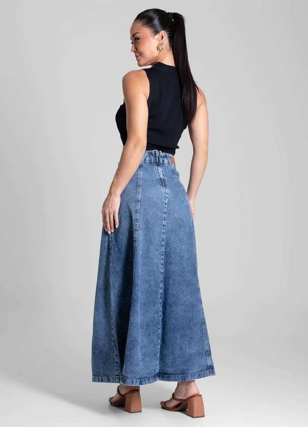 Sawary - Saia Jeans Sawary Midi - 281984 Azul 4