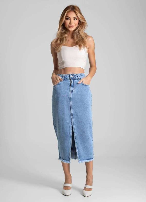 Sawary - Saia Jeans Sawary Midi - 281986 Azul 2