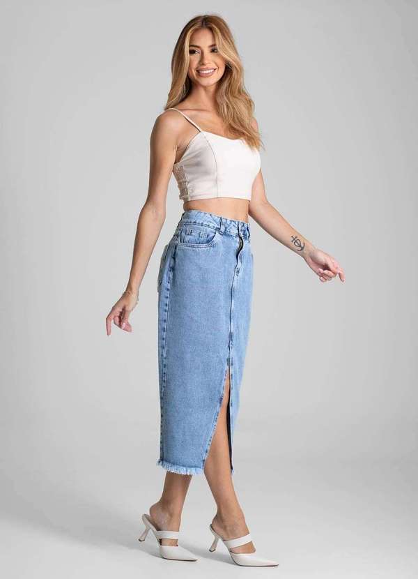 Sawary - Saia Jeans Sawary Midi - 281986 Azul 3