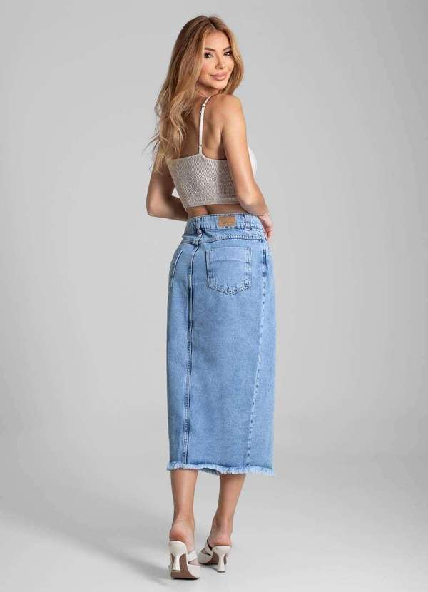 Sawary - Saia Jeans Sawary Midi - 281986 Azul 4