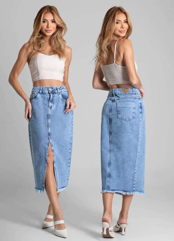 Sawary - Saia Jeans Sawary Midi - 281986 Azul 6