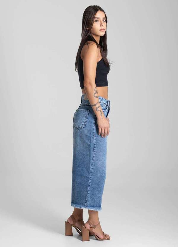 Sawary - Saia Jeans Sawary Midi - 281991 Azul 3