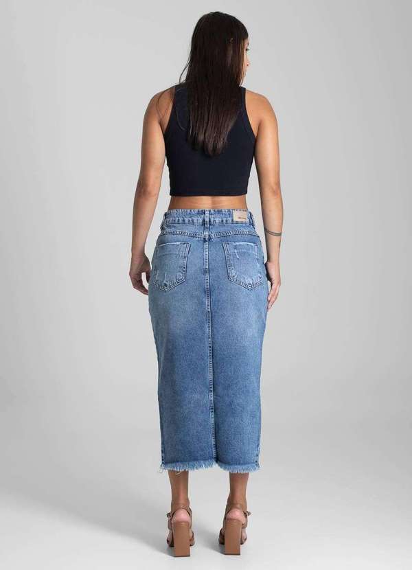 Sawary - Saia Jeans Sawary Midi - 281991 Azul 4