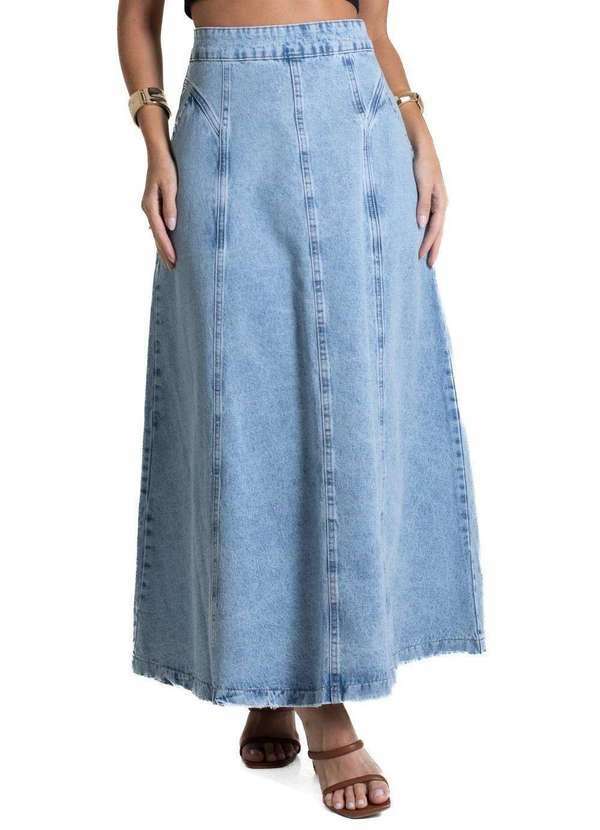 Sawary - Saia Jeans Sawary Midi - 281999 Azul