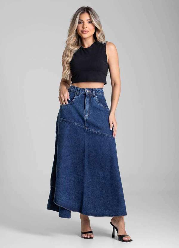 Sawary - Saia Jeans Sawary Midi - 282251 Azul 2