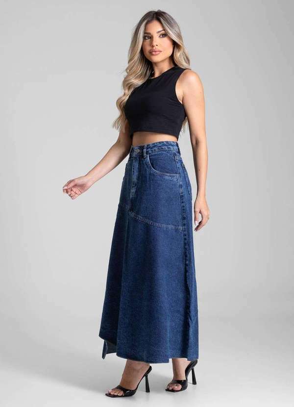 Sawary - Saia Jeans Sawary Midi - 282251 Azul 3
