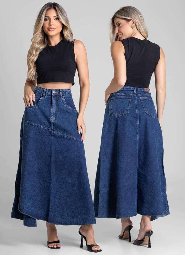 Sawary - Saia Jeans Sawary Midi - 282251 Azul 6