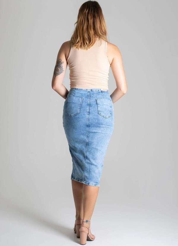 Sawary - Saia Jeans Sawary Midi Azul 4