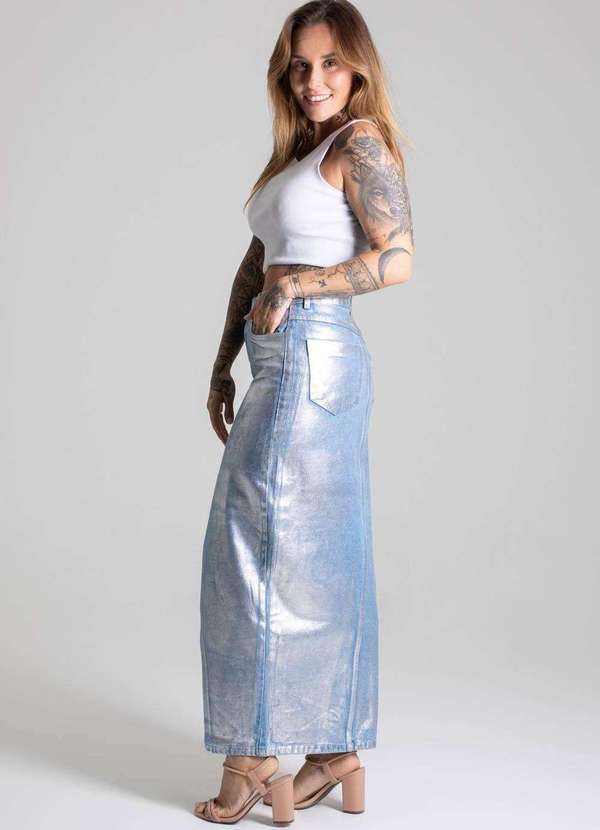 Sawary - Saia Jeans Sawary Midi Azul 3
