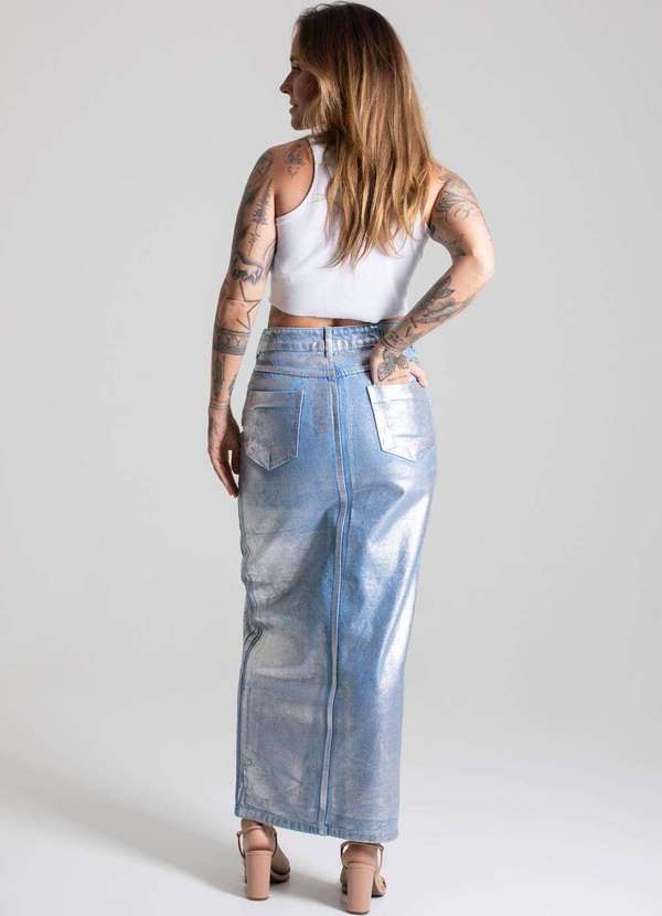 Sawary - Saia Jeans Sawary Midi Azul 4