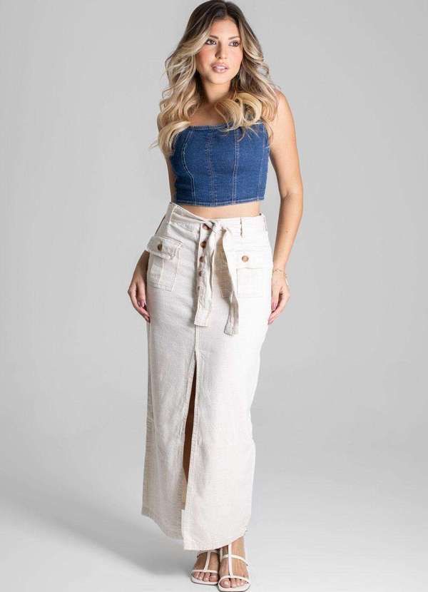 Sawary - Saia Linho Sawary Midi - 275191 Branco