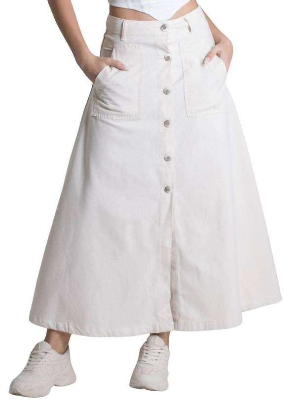 Sawary - Saia Linho Sawary Midi - 277873 Bege