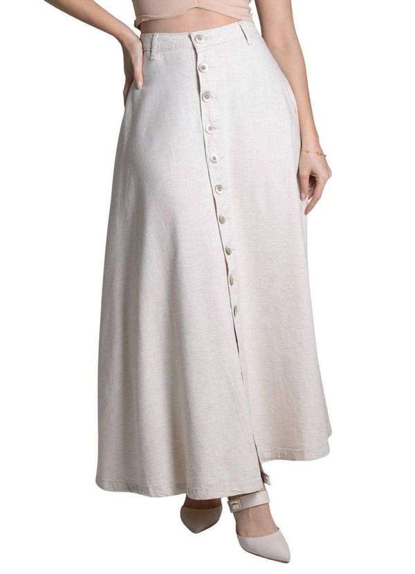 Sawary - Saia Linho Sawary Midi Bege