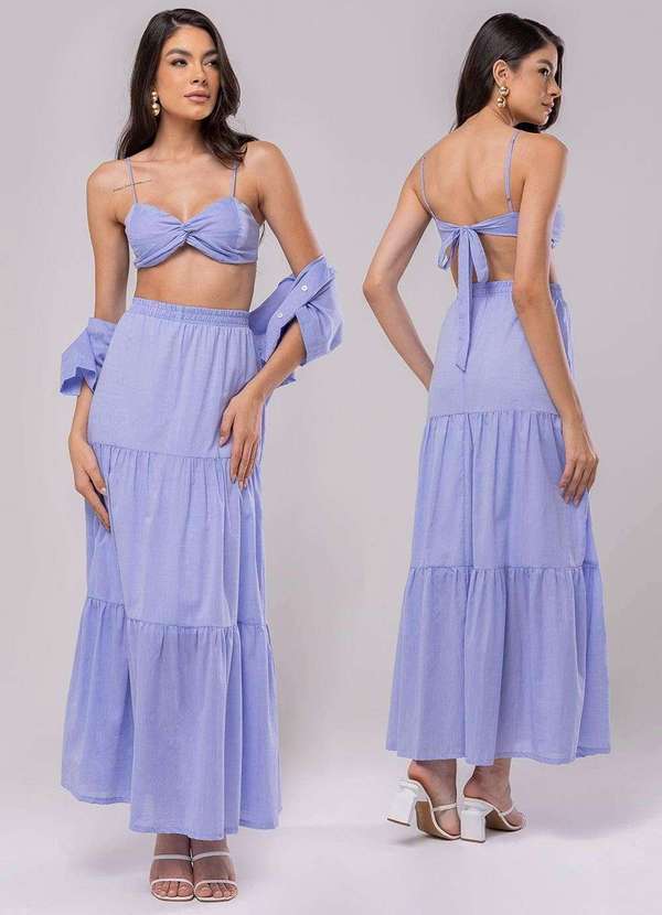 Sawary - Saia Midi Sawary Mare - 279720 Azul 5