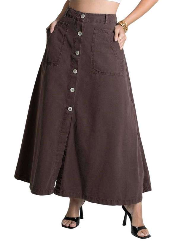 Sawary - Saia Sarja Sawary Midi - 279243 Marrom