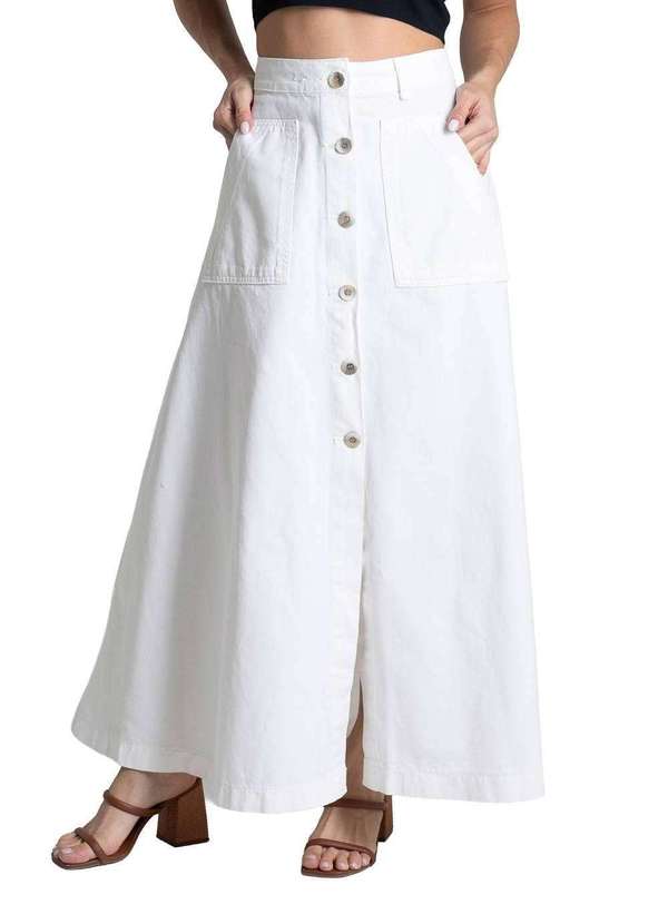 Sawary - Saia Sarja Sawary Midi - 281990 Branco