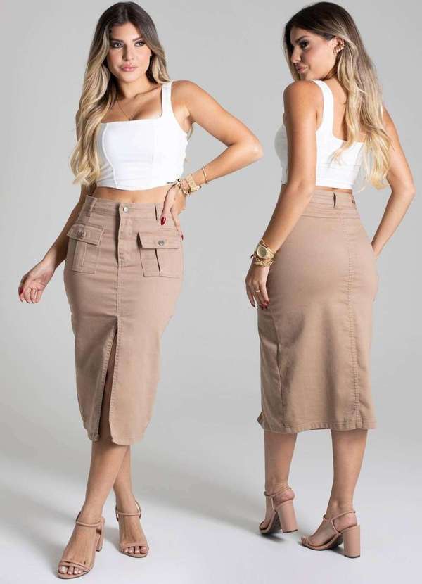 Sawary - Saia Sarja Sawary Midi Bege 6