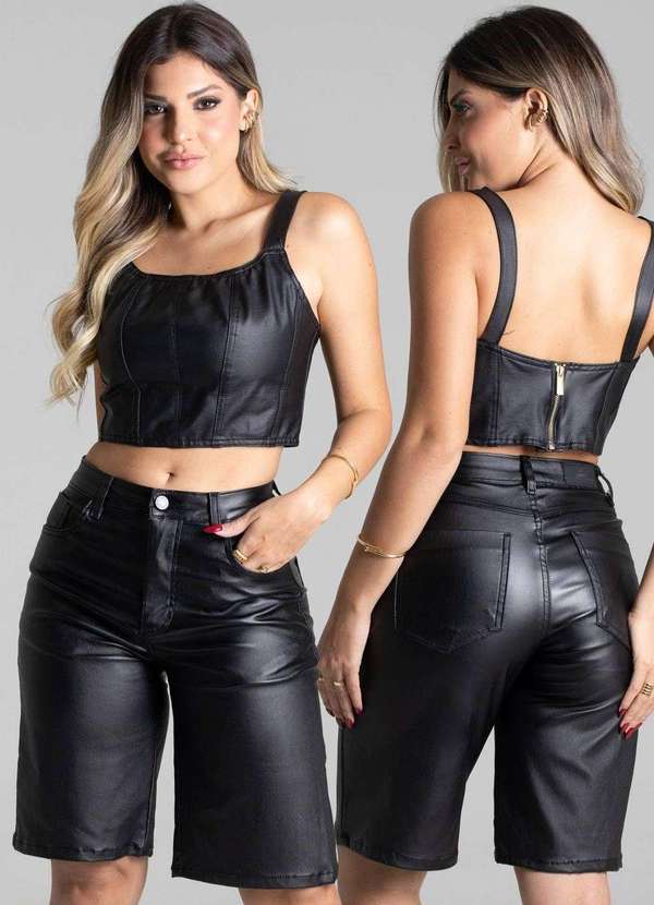 Sawary - Bermuda Resinada Sawary - 277147 Preto 2