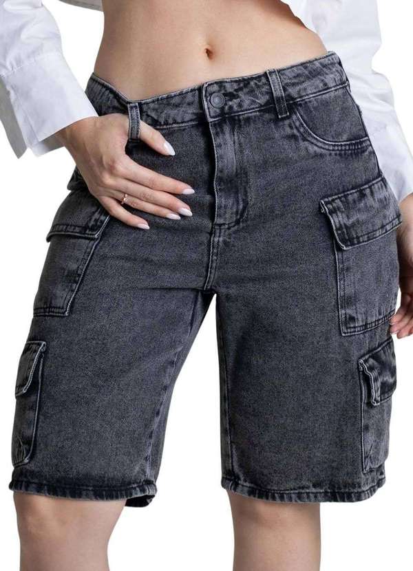 Sawary - Bermuda Jeans Sawary Cargo - 278803 Preto