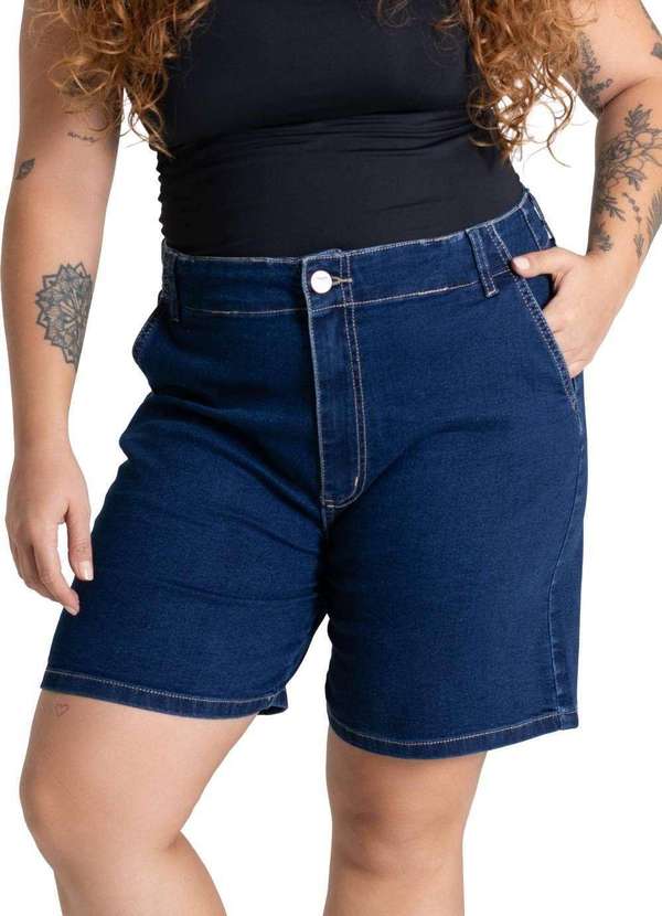 Sawary - Bermuda Jeans Sawary Plus Size - 279964 Azul
