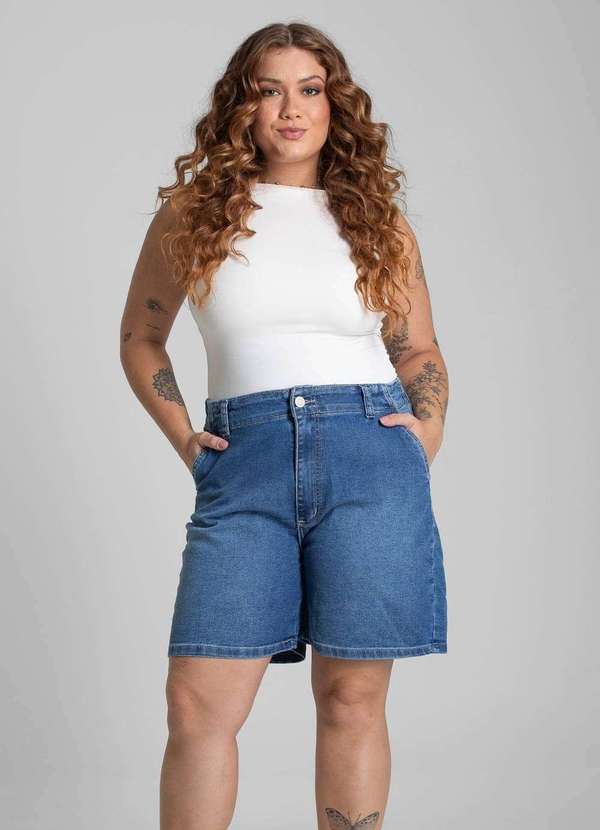 Sawary - Bermuda Jeans Sawary Plus Size - 281367 Azul 2