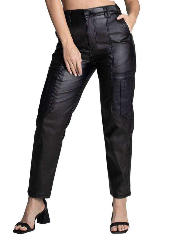 Sawary - Calça Resinada Sawary Mom - 277480 Preto