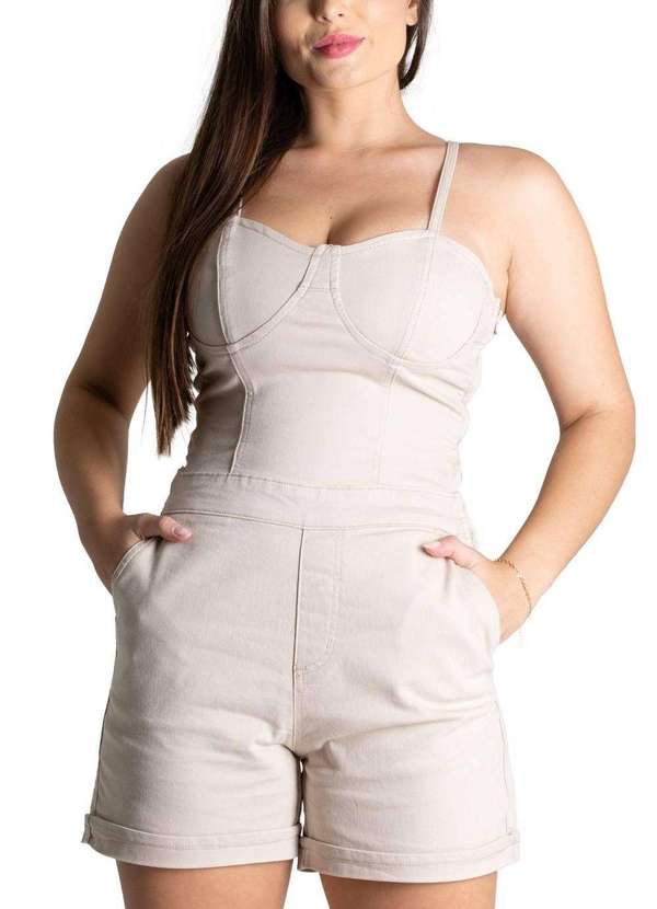 Sawary - Jardineira Sarja Sawary - 275808 Bege