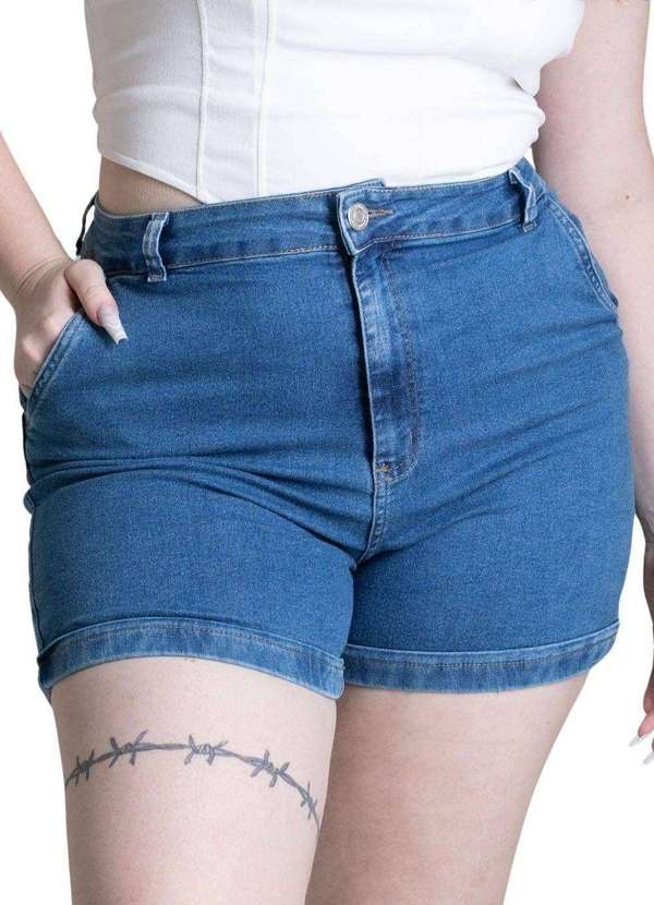 Sawary - Shorts Jeans Sawary Plus Size Azul