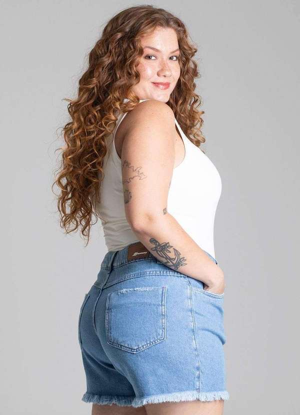 Sawary - Shorts Jeans Sawary Plus Size Azul 4