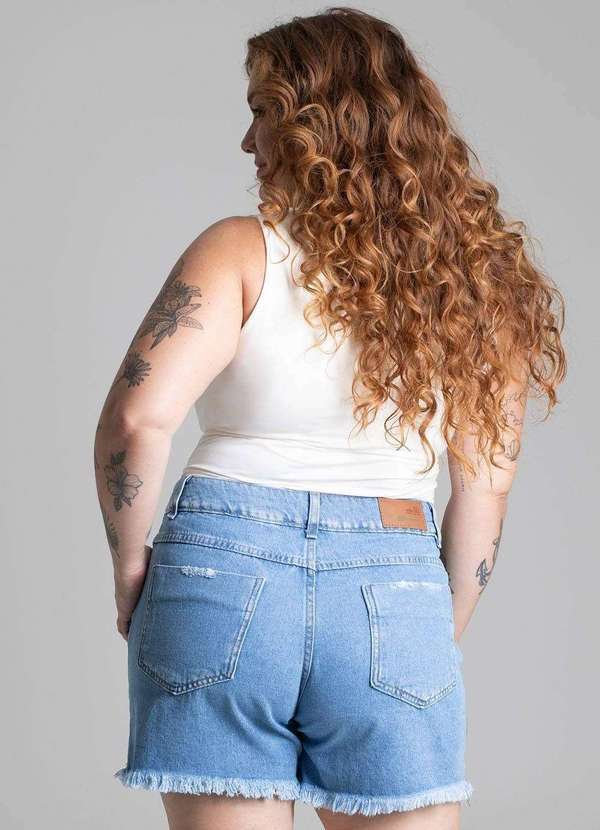 Sawary - Shorts Jeans Sawary Plus Size Azul 5