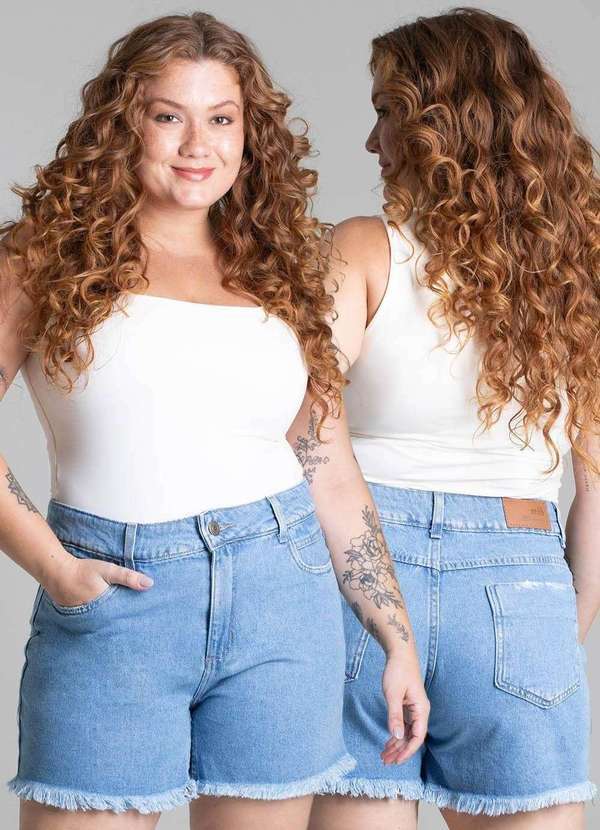 Sawary - Shorts Jeans Sawary Plus Size Azul 7