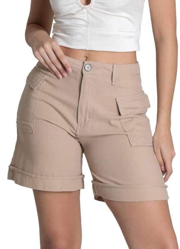 Sawary - Shorts Linho Sawary Cargo Bege