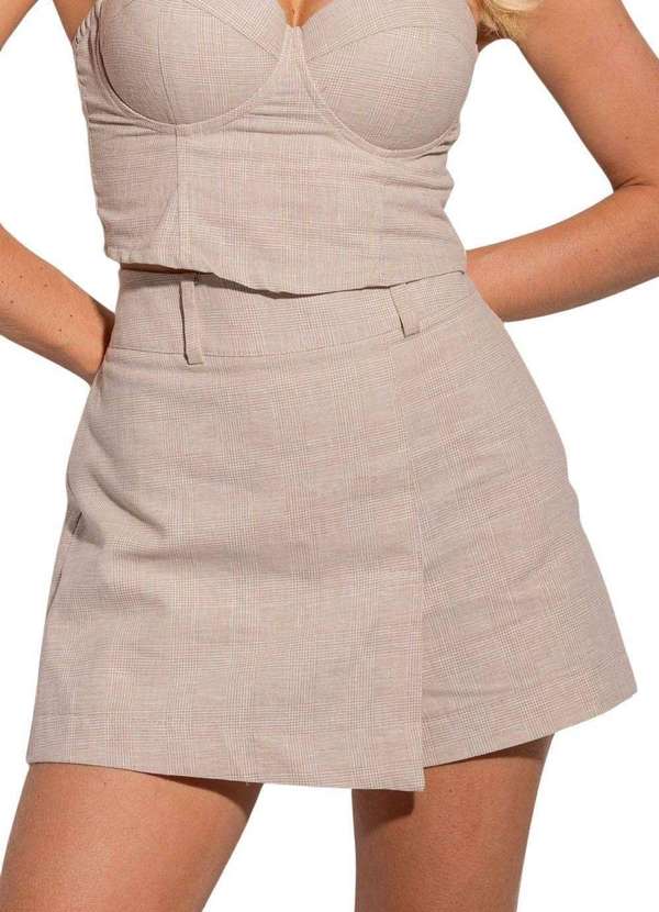 Sawary - Shorts Saia Sawary Linho Xadrez - 277225 Marrom