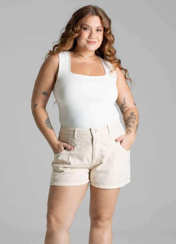 Sawary - Shorts Sarja Sawary Plus Size - 281460 Amarelo 2