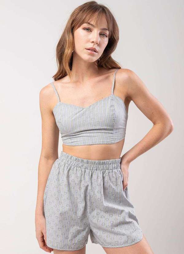 Sawary - Shorts Sawary Listrado - 278621 Cinza 2