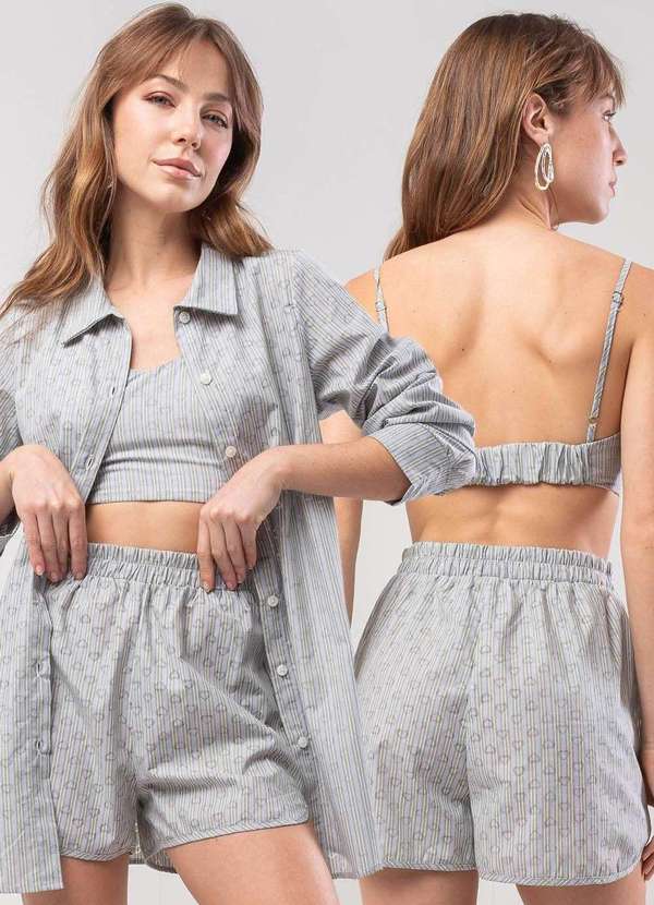 Sawary - Shorts Sawary Listrado - 278621 Cinza 6