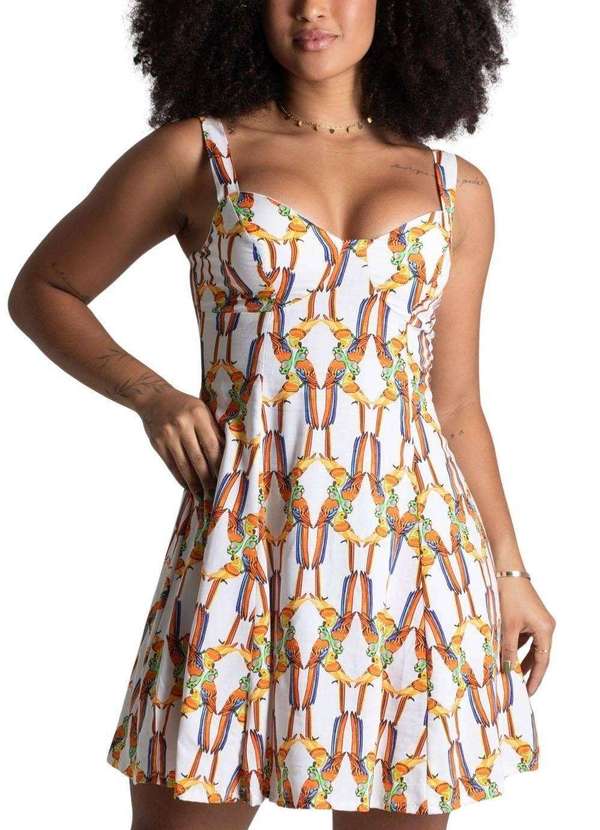 Sawary - Vestido Curto Sawary Estampado - 279725 Laranja