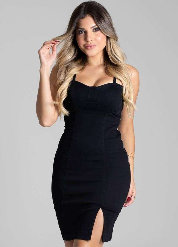 Sawary - Vestido Sarja Sawary Preto 2