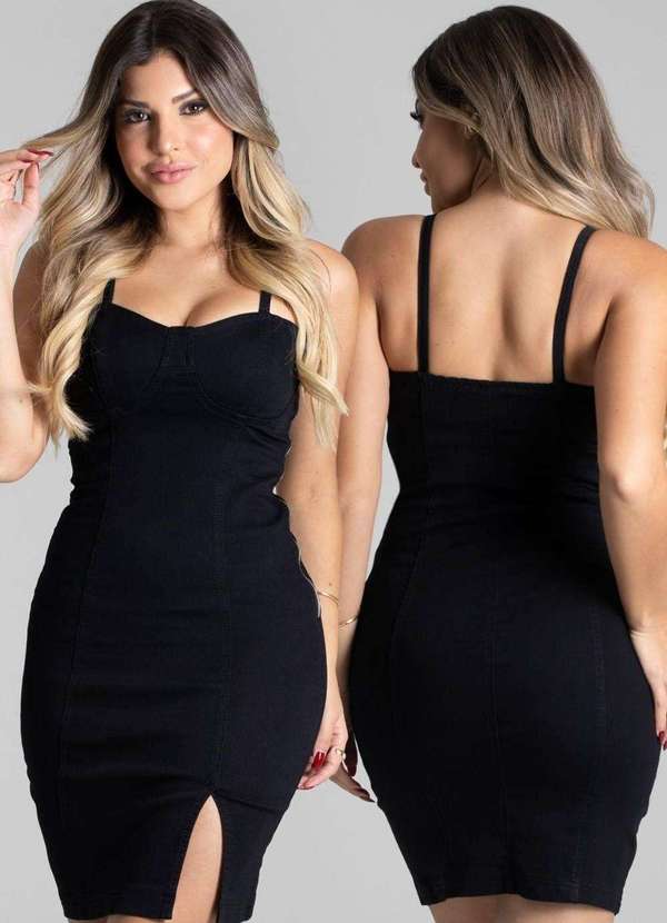 Sawary - Vestido Sarja Sawary Preto 6