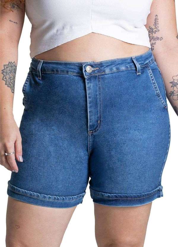 Sawary - Shorts Jeans Sawary Plus Size Azul