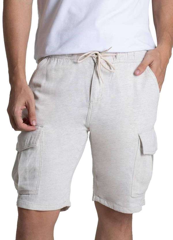 Sawary - Bermuda Linho Sawary Cargo - 278427 Bege